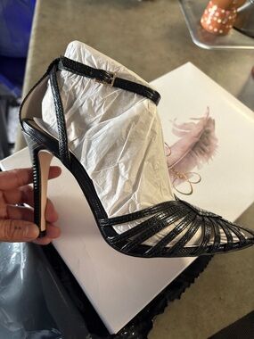 Jessica Simpson Black Strappy Pointed-Toe Stiletto Sandal